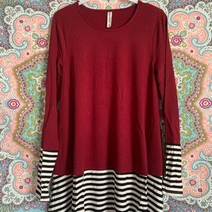 striped trim tunic top